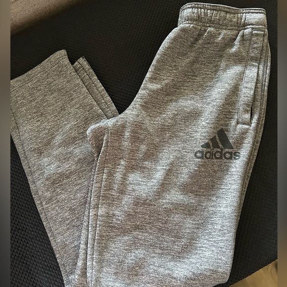 Adidas heather gray sweatpants; size S. Front pockets with zippers. - Picture 1 of 9